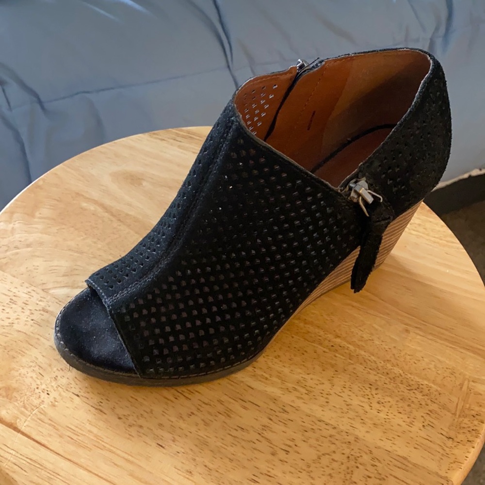 Lucky Brand Open Toe Suede Booties